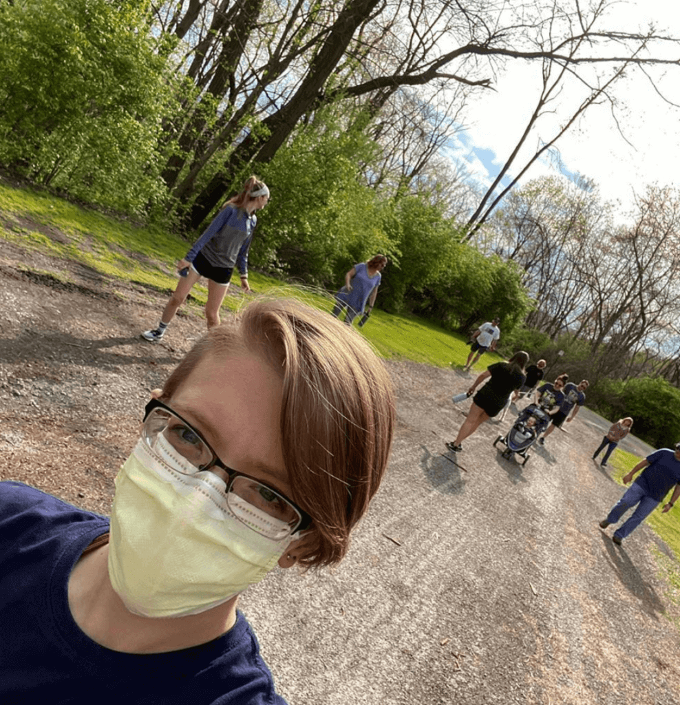 woman in surgical mask