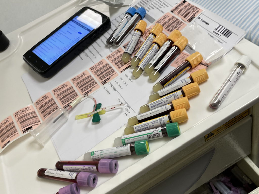 Emmanuel S. blood test vials