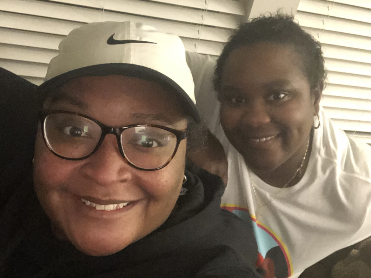 Delishea A. with sister after radiation