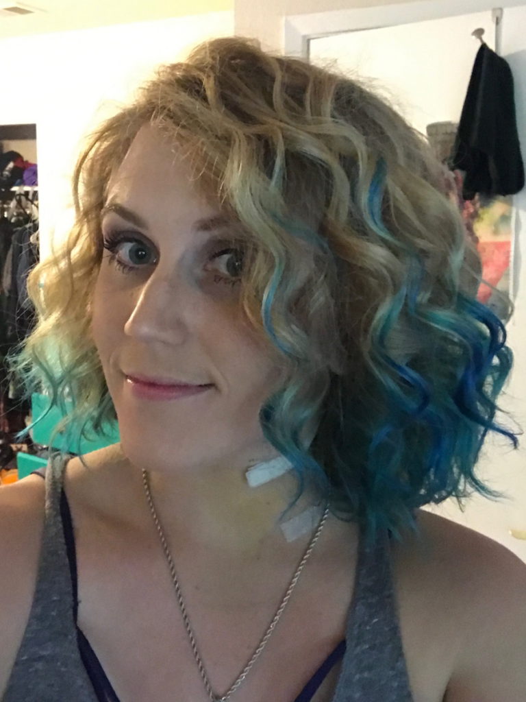 Kelsey R. with blue-blonde hair