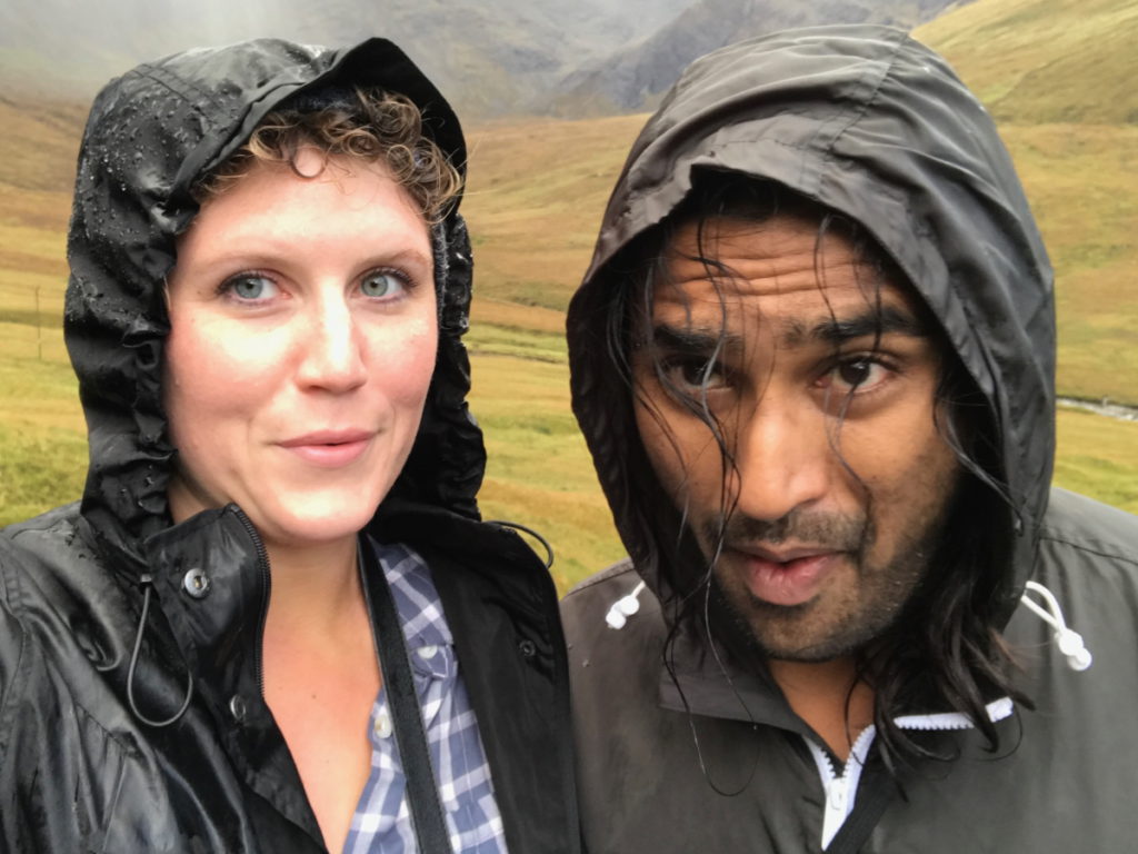 Kelsey R. with husband in the rain