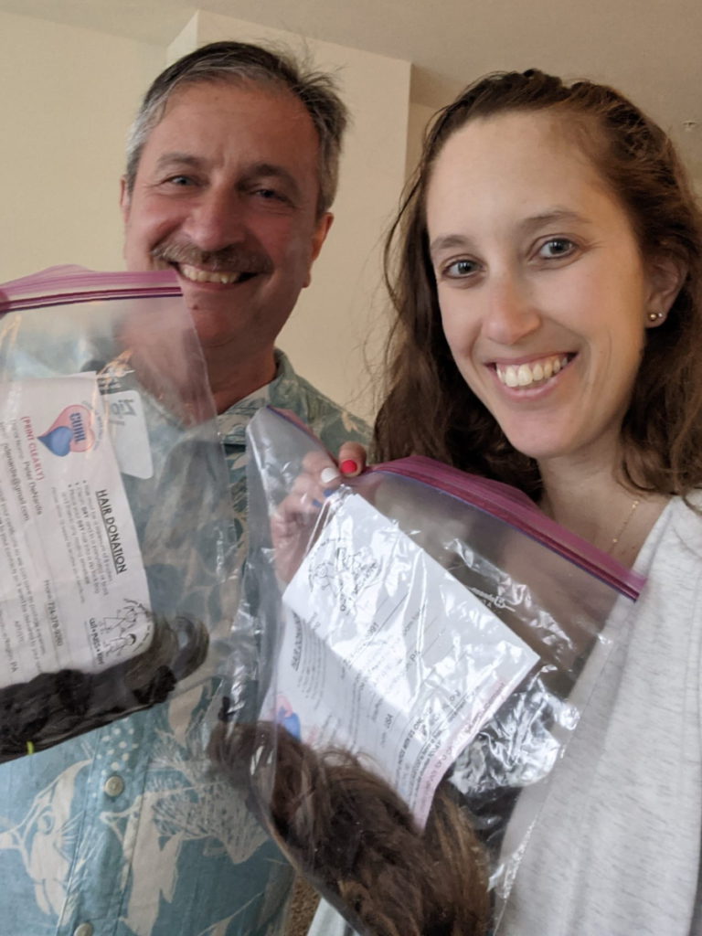 Pete D. 2021 hair donation with Nicole