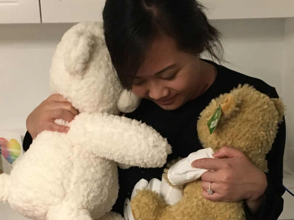 Stephanie C. cuddles bears