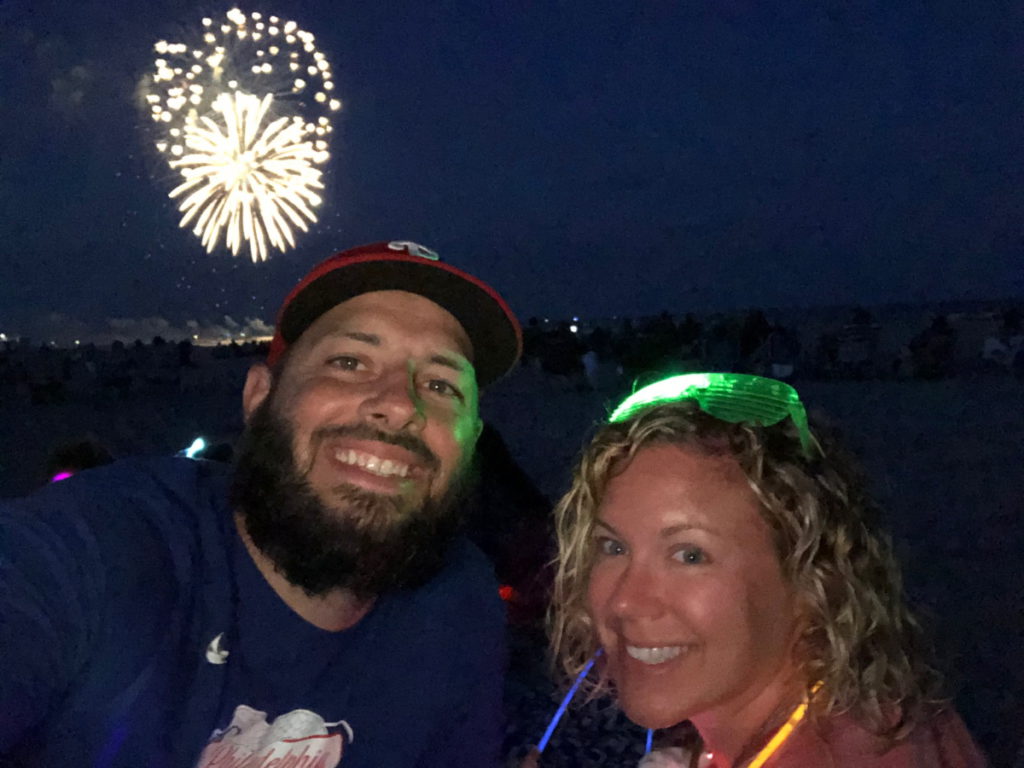 Dan W. and wife with fireworks