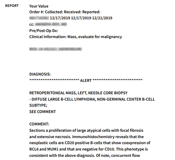 Kris W. cancer diagnosis online results