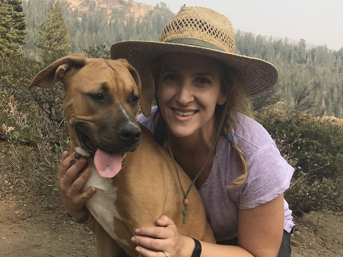Samantha S. walk with dog