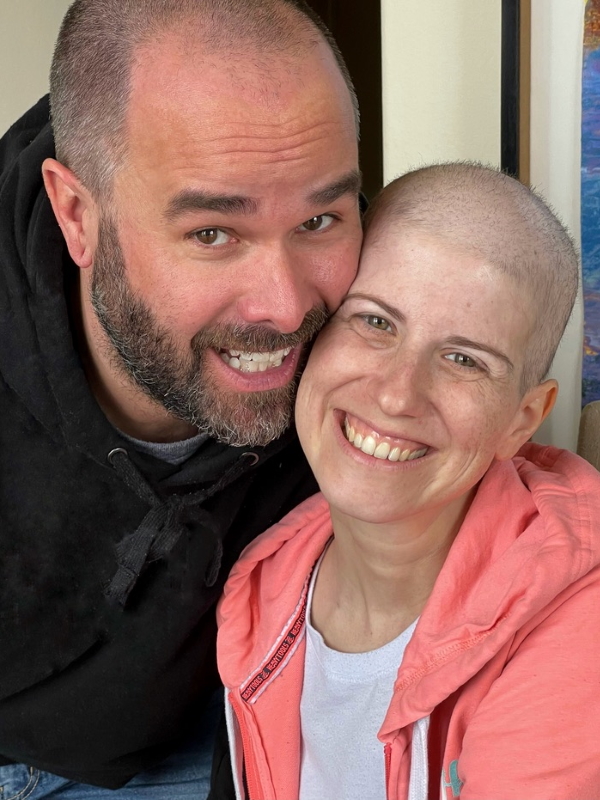 Anna T. and husband Joe shaved heads