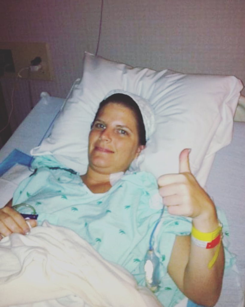 Lainie J. in hospital bed