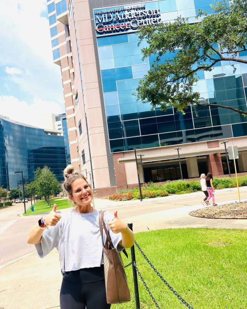 Lainie J. outside MD Anderson Cancer Center