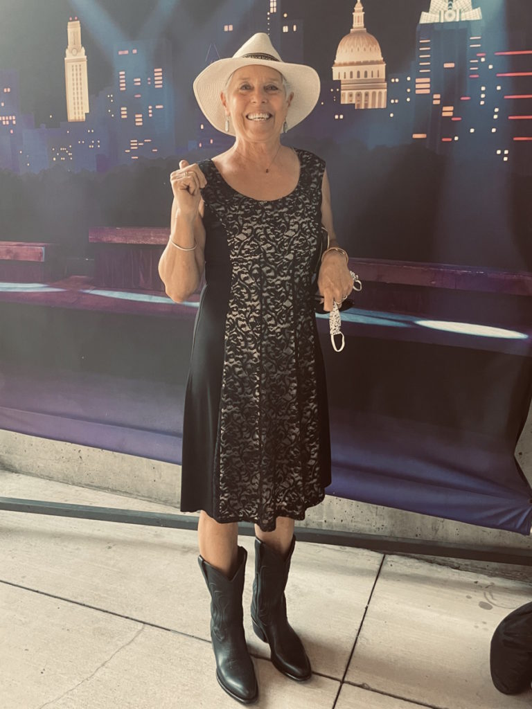 Vickie D. cowboy hat and boots