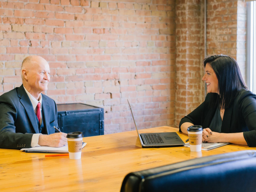 two people talking