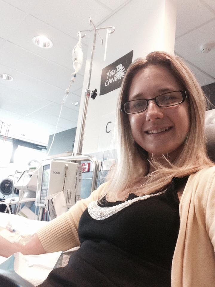 Nicky during her second dose of Rhituximab