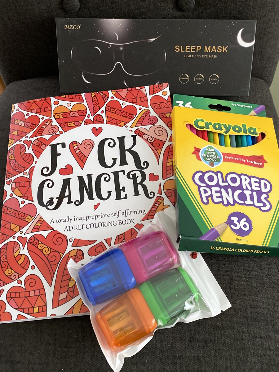 Stephanie V. coloring book and sleep mask